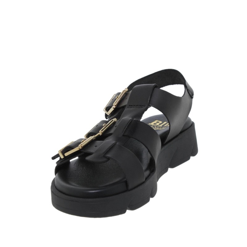 713058804BLU - Sandalia Plana mujer Negro