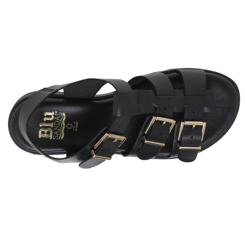 713058804BLU - Sandalia Plana mujer Negro
