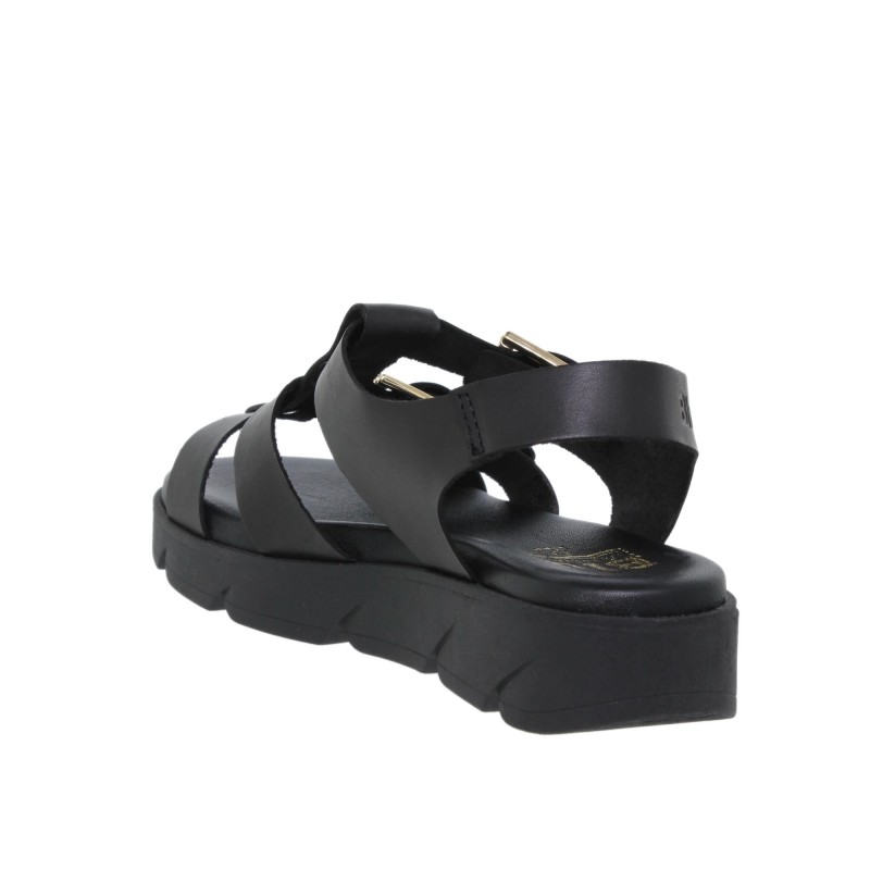 713058804BLU - Sandalia Plana mujer Negro