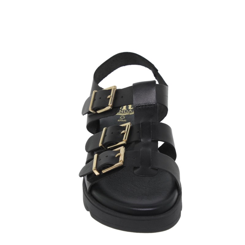 713058804BLU - Sandalia Plana mujer Negro