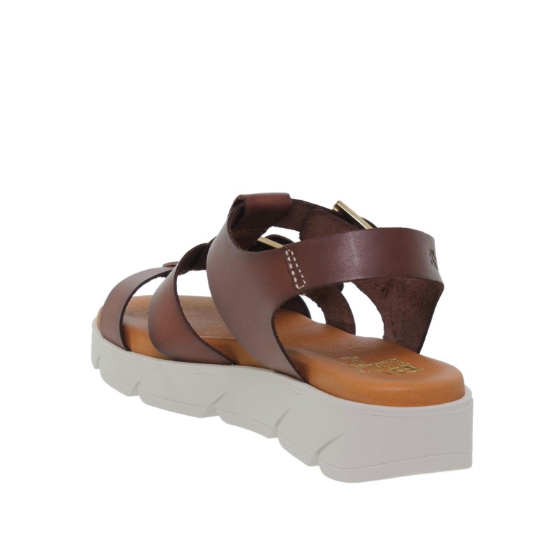 713058804BLU - Sandalia Plana mujer cuero