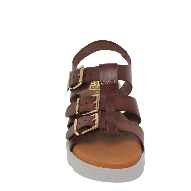 713058804BLU - Sandalia Plana mujer cuero