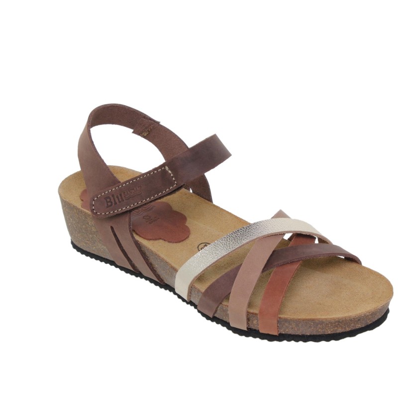 5190423BLU - Sandalia cuña mujer multicuero