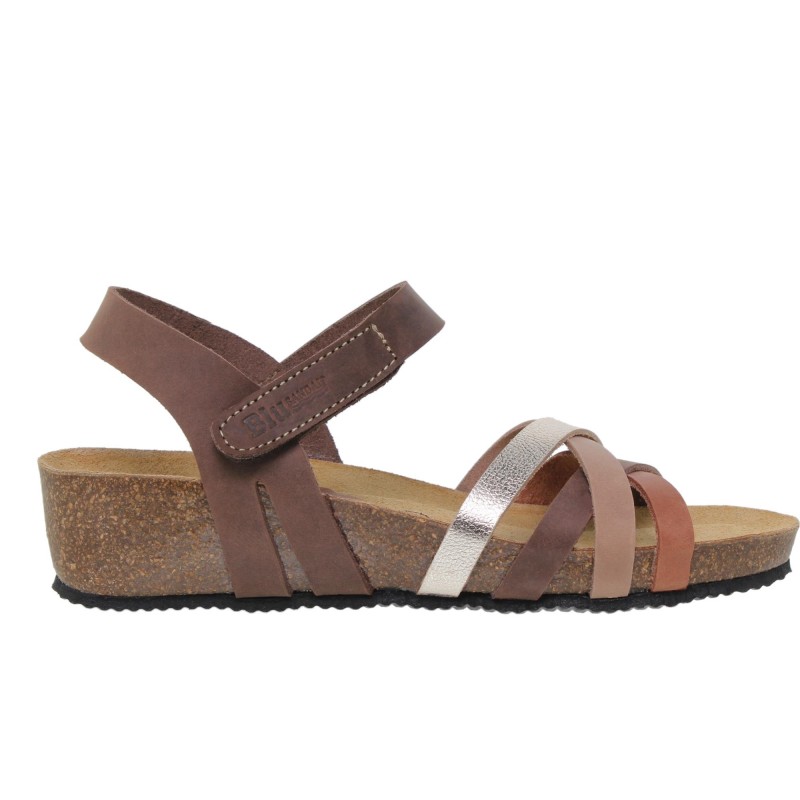 5190423BLU - Sandalia cuña mujer multicuero