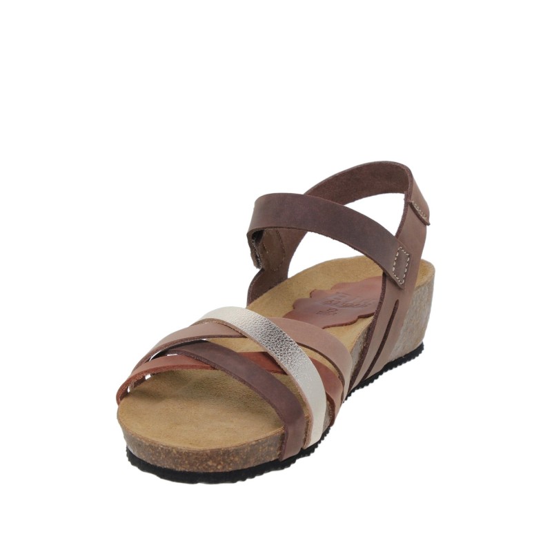 5190423BLU - Sandalia cuña mujer multicuero