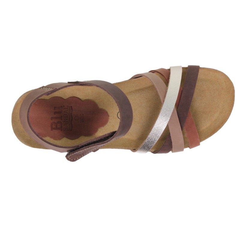 5190423BLU - Sandalia cuña mujer multicuero