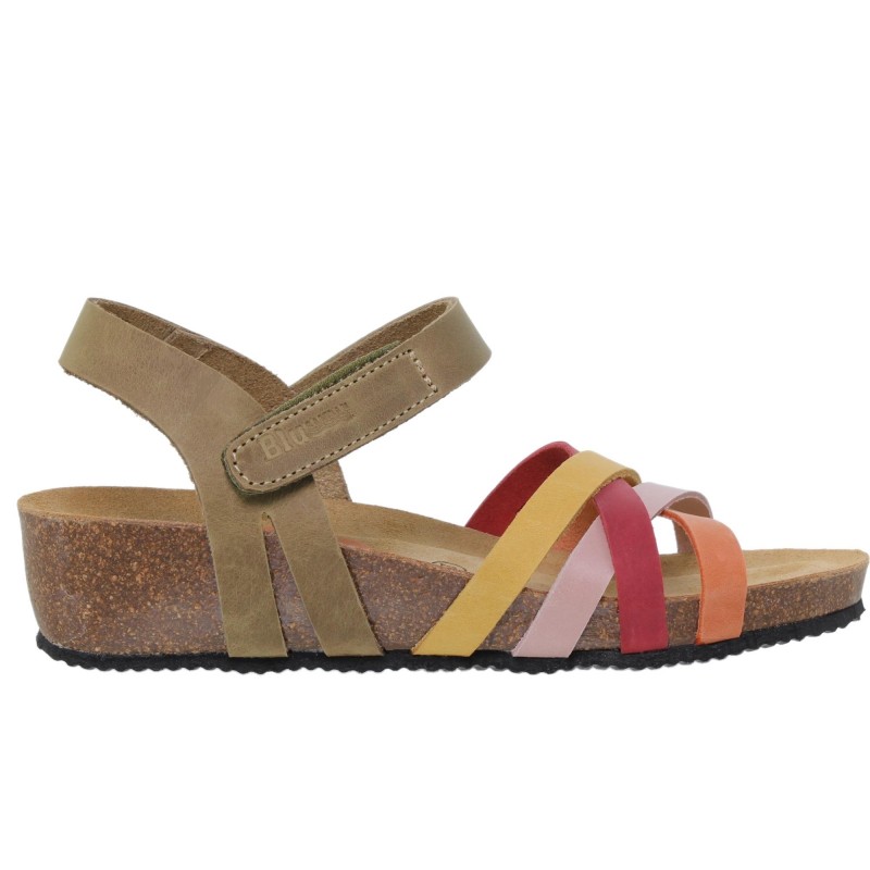 5190423BLU - Sandalia cuña mujer multicolor