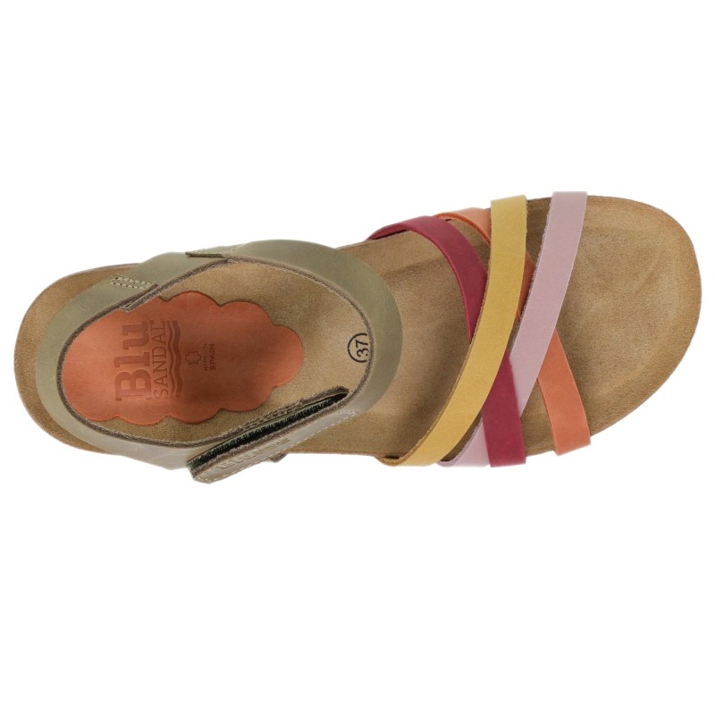 5190423BLU - Sandalia cuña mujer multicolor