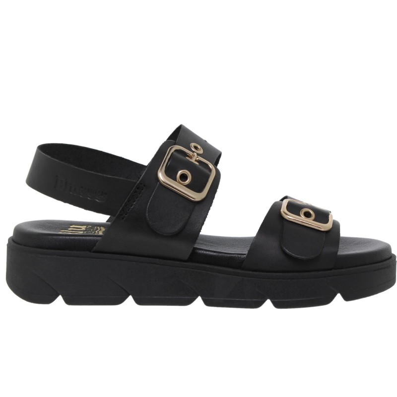 919058802BLU - Sandalia Plana mujer negro