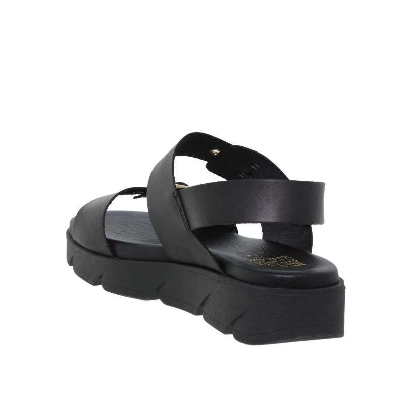 919058802BLU - Sandalia Plana mujer negro