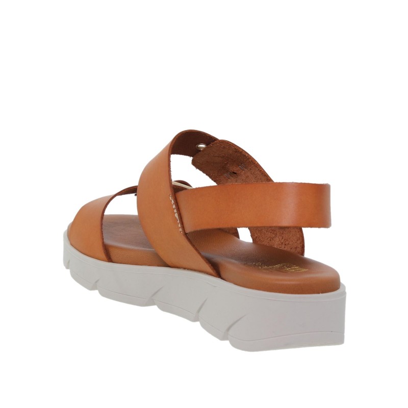 919058802BLU - Sandalia Plana mujer cuero