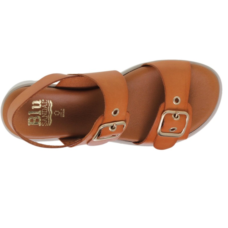 919058802BLU - Sandalia Plana mujer cuero