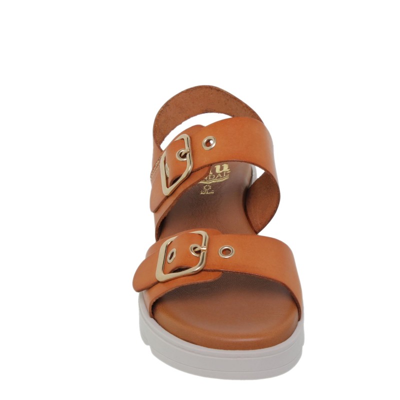 919058802BLU - Sandalia Plana mujer cuero