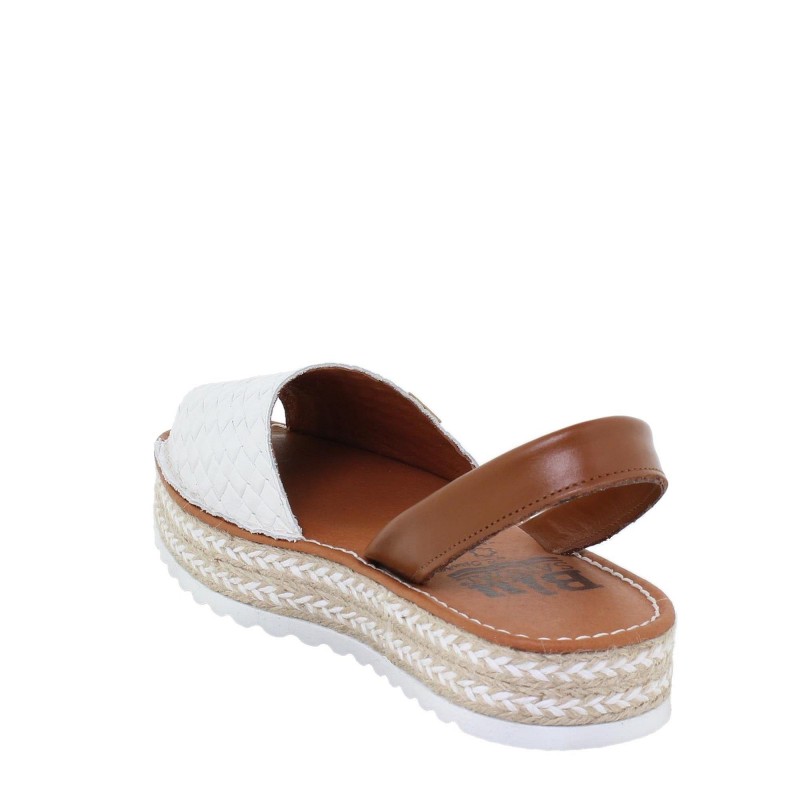 10462BLU - Menorquina Plana Mujer Blanco