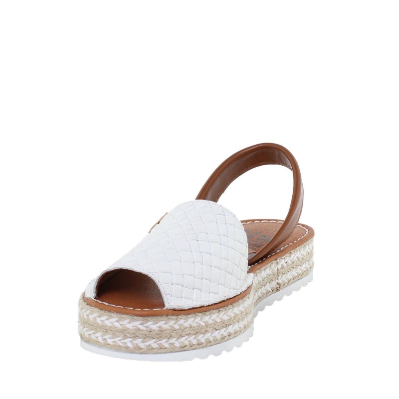 10462BLU - Menorquina Plana Mujer Blanco