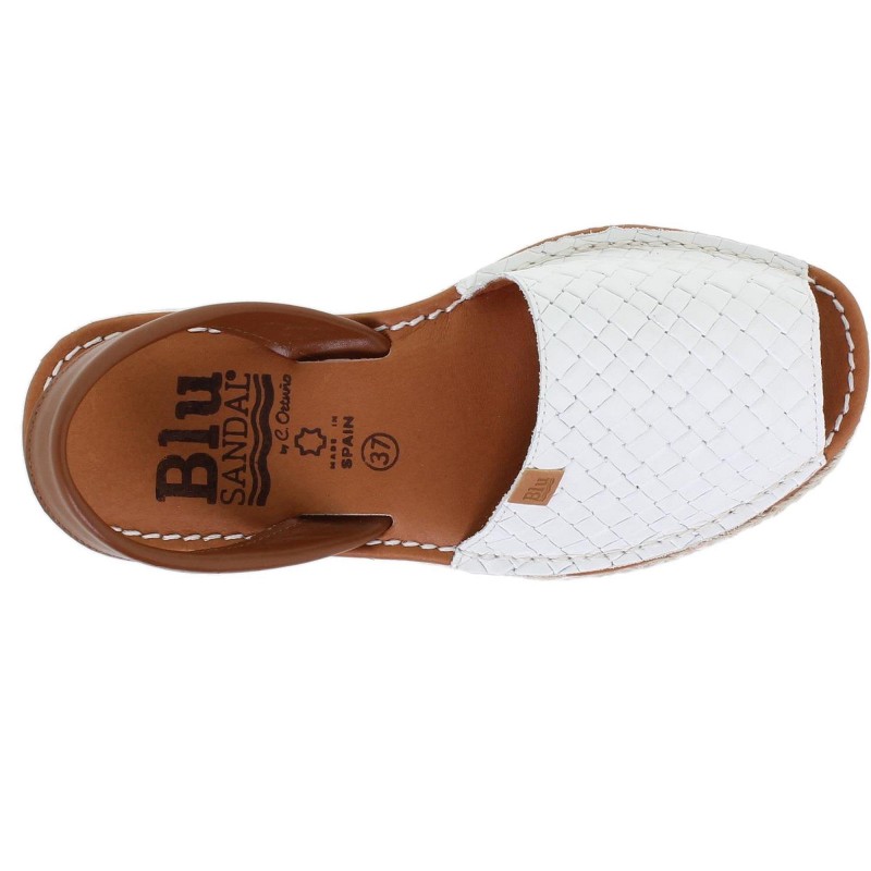 10462BLU - Menorquina Plana Mujer Blanco