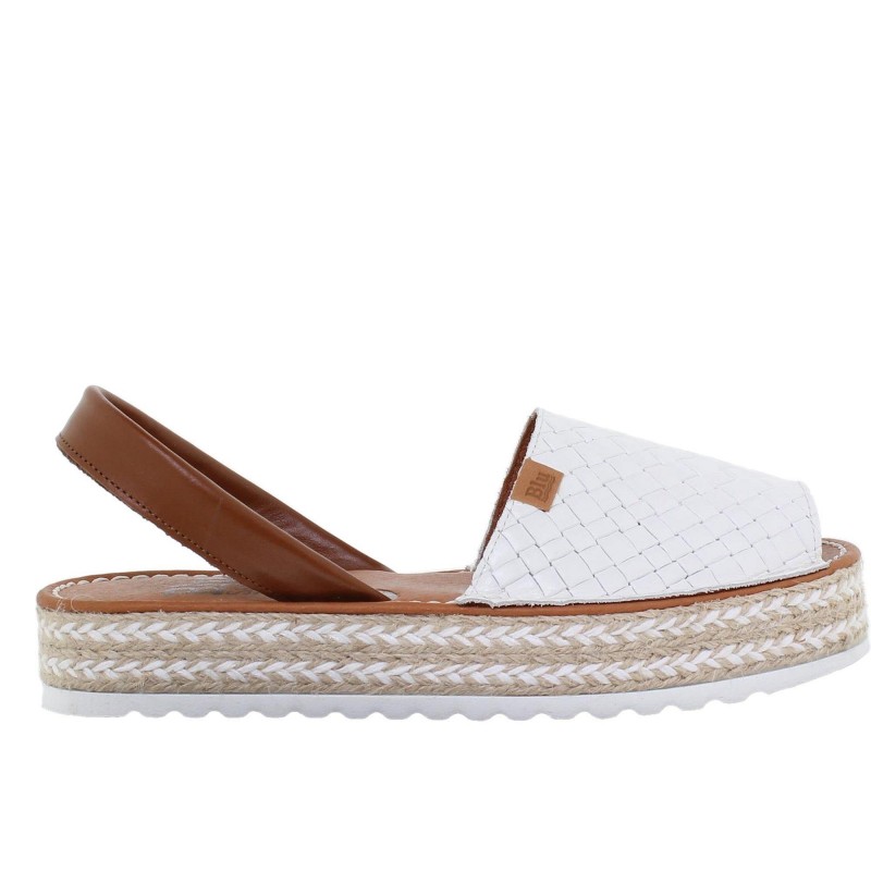 10462BLU - Menorquina Plana Mujer Blanco
