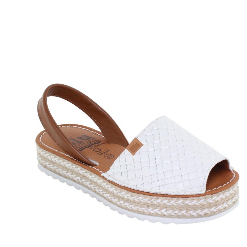 10462BLU - Menorquina Plana Mujer Blanco