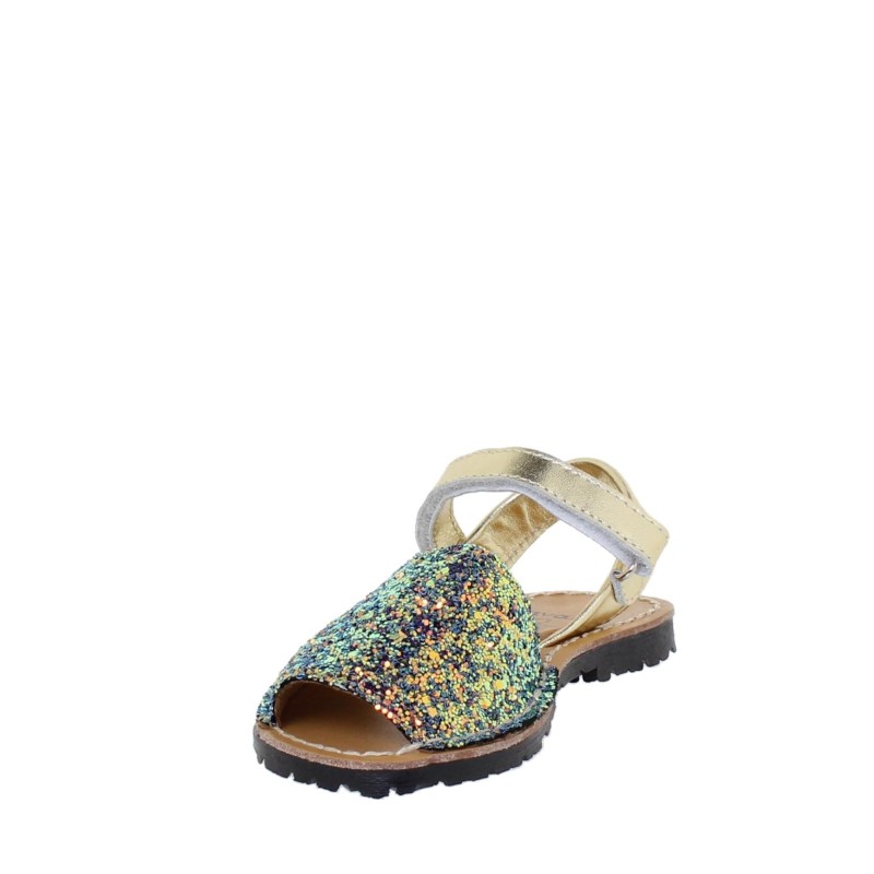 207GLI - Menorquina Plana Niño Glitter Arcoiris
