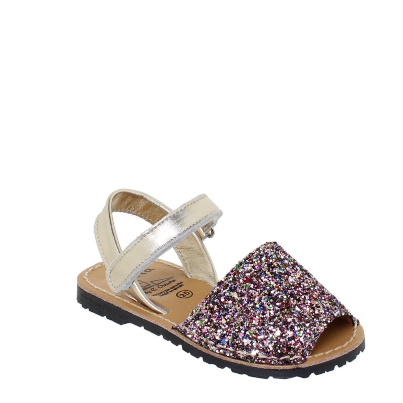 207GLI - Menorquina Plana Niño Glitter Multicolor