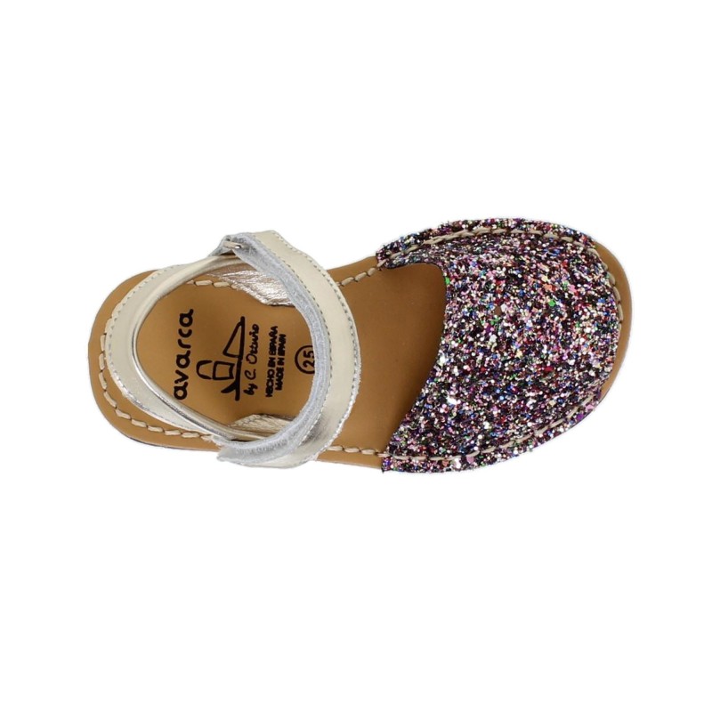 207GLI - Menorquina Plana Niño Glitter Multicolor