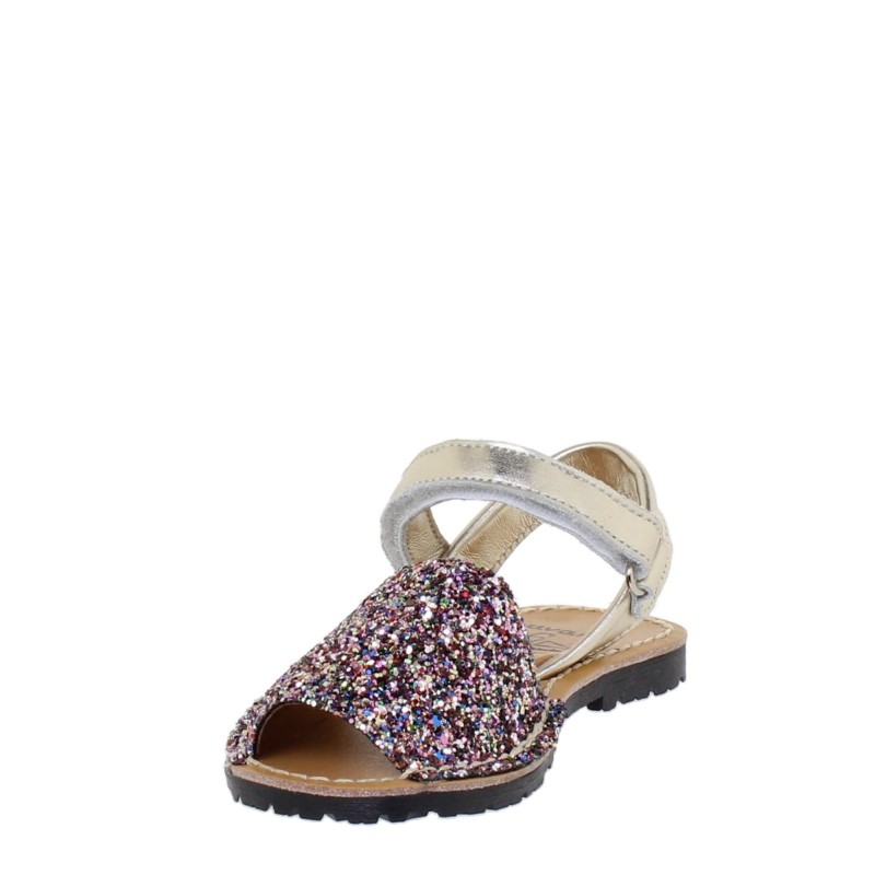 207GLI - Menorquina Plana Niño Glitter Multicolor