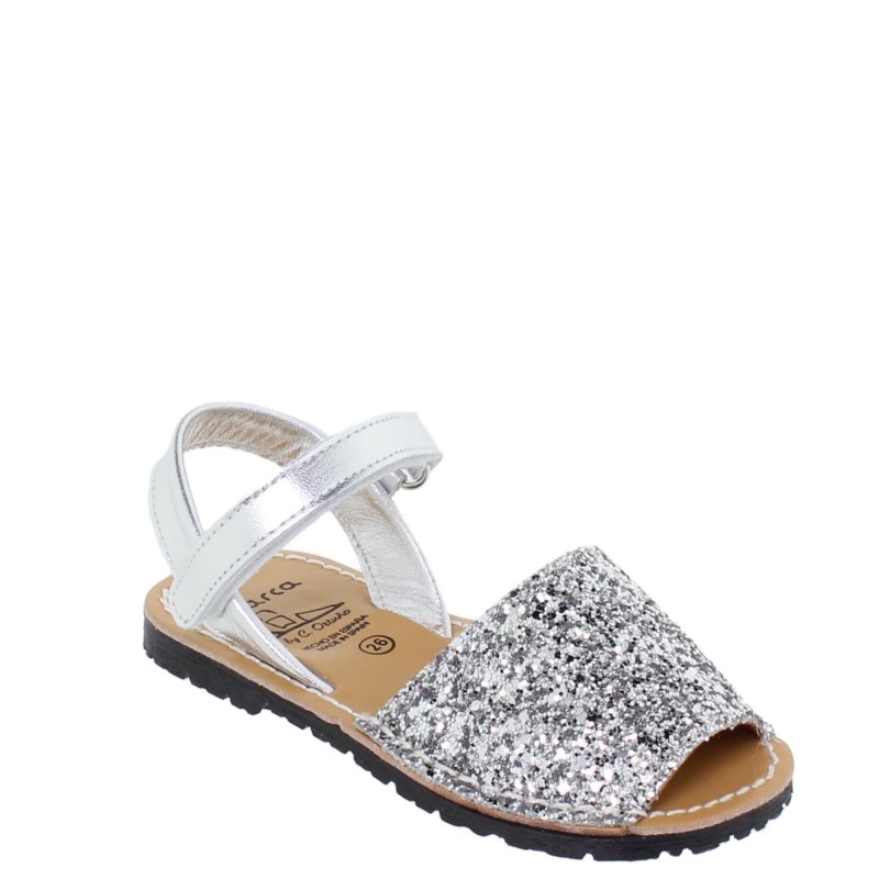 207GLI - Menorquina Plana Niño Glitter Plata