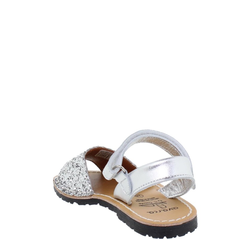 207GLI - Menorquina Plana Niño Glitter Plata