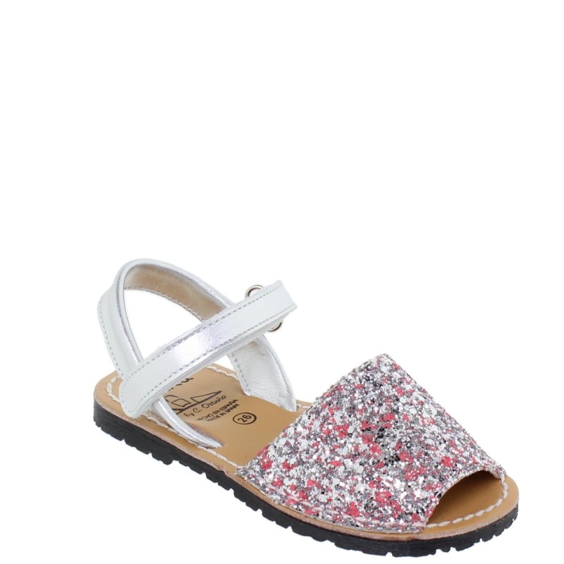 207GLI - Menorquina Plana Niño Glitter Rosa