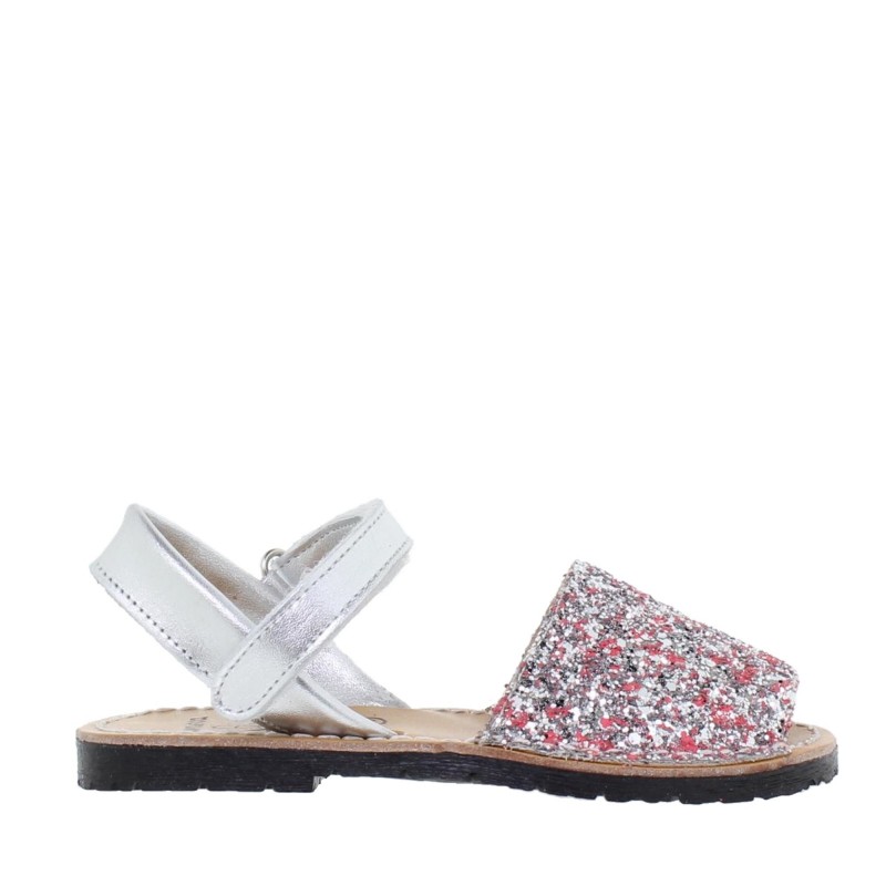 207GLI - Menorquina Plana Niño Glitter Rosa