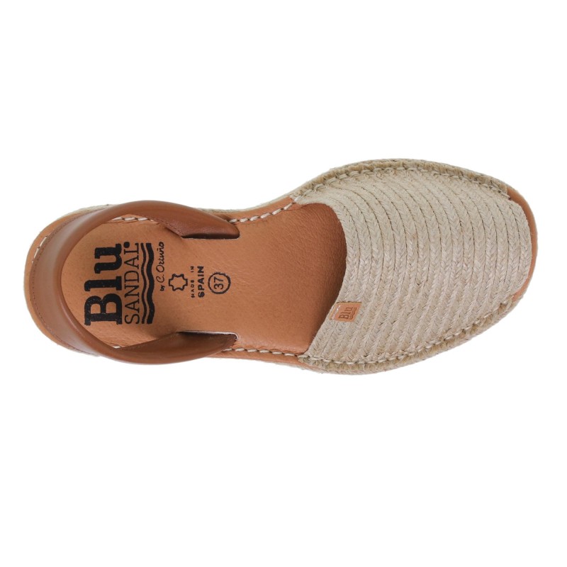 253015421BLU - Menorquina Plana Mujer Cuero