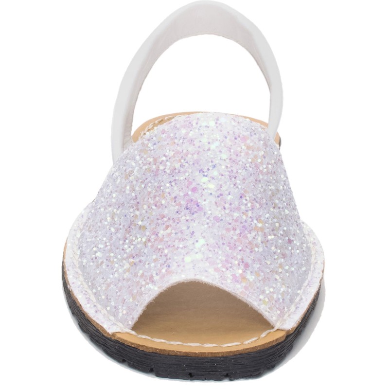 275s - Menorquina Plana Mujer Glitter Blanco