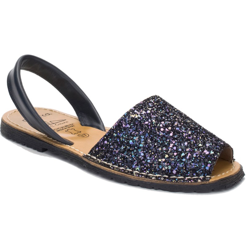 275s - Menorquina Plana Mujer Glitter Marino