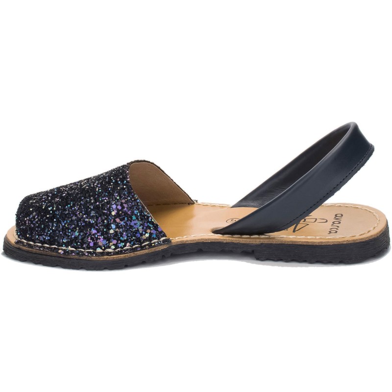 275s - Menorquina Plana Mujer Glitter Marino