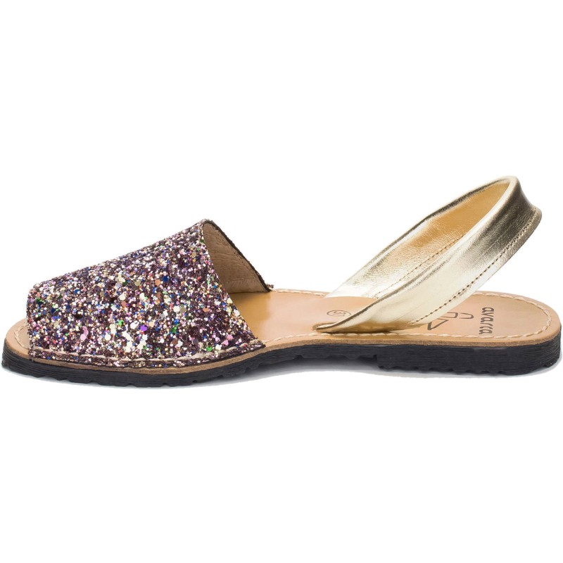 275s - Menorquina Plana Mujer Glitter Multicolor