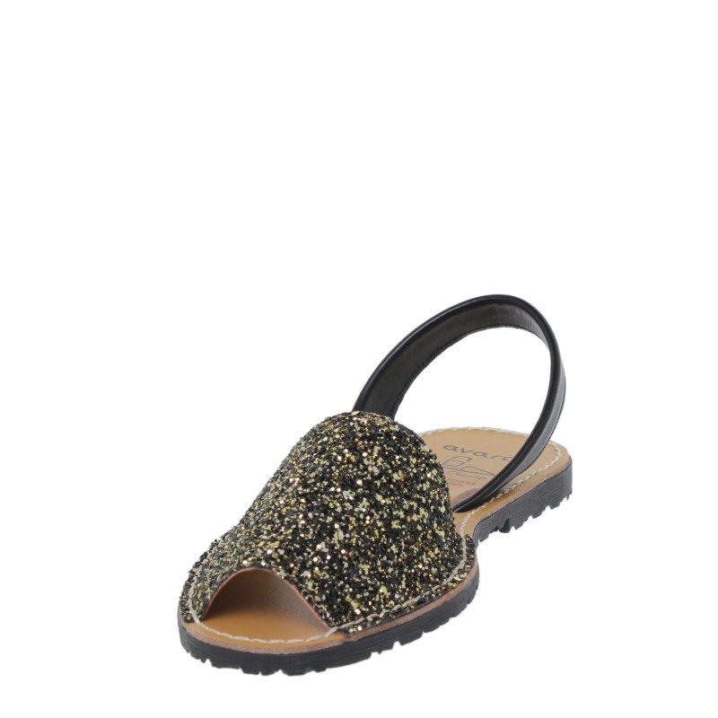 275s - Menorquina Plana Mujer Glitter Multinegro
