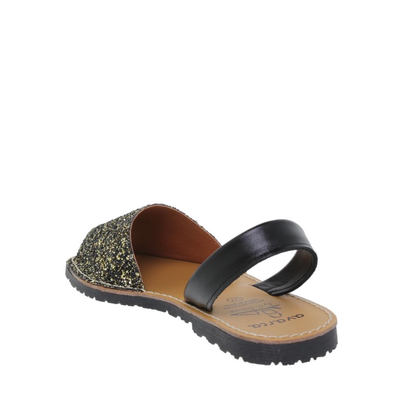 275s - Menorquina Plana Mujer Glitter Multinegro