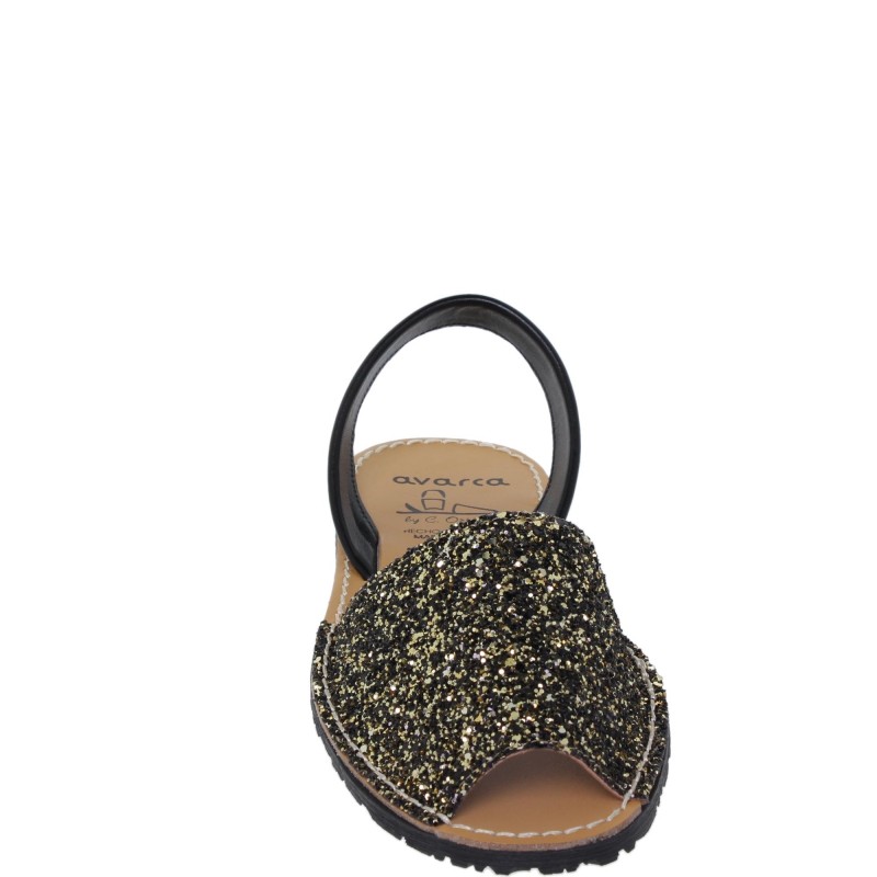 275s - Menorquina Plana Mujer Glitter Multinegro