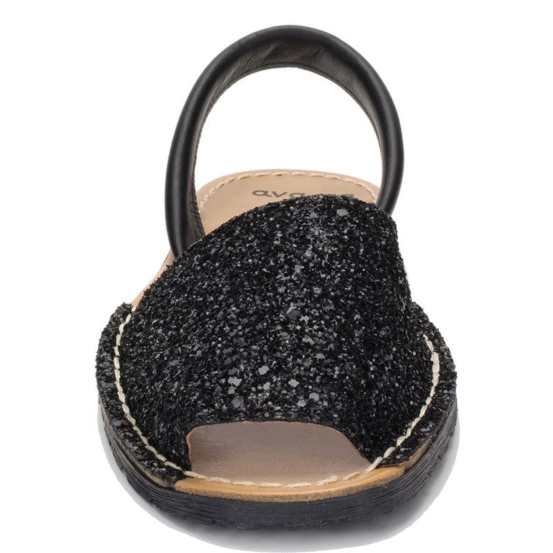 275s - Menorquina Plana Mujer Glitter Negro