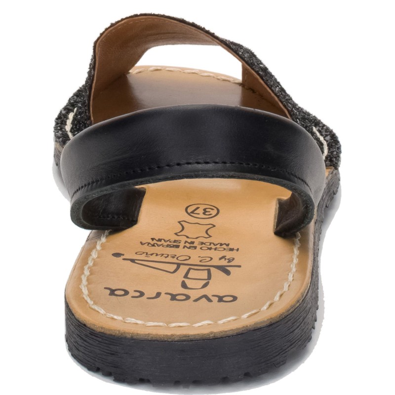 275s - Menorquina Plana Mujer Glitter Negro