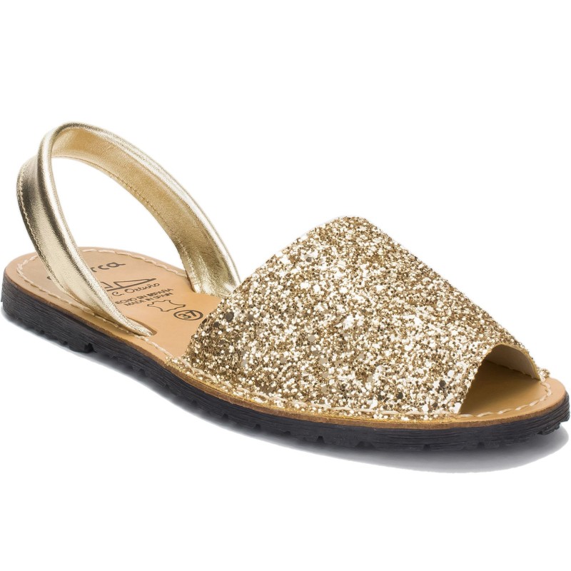 275s - Menorquina Plana Mujer Glitter Oro