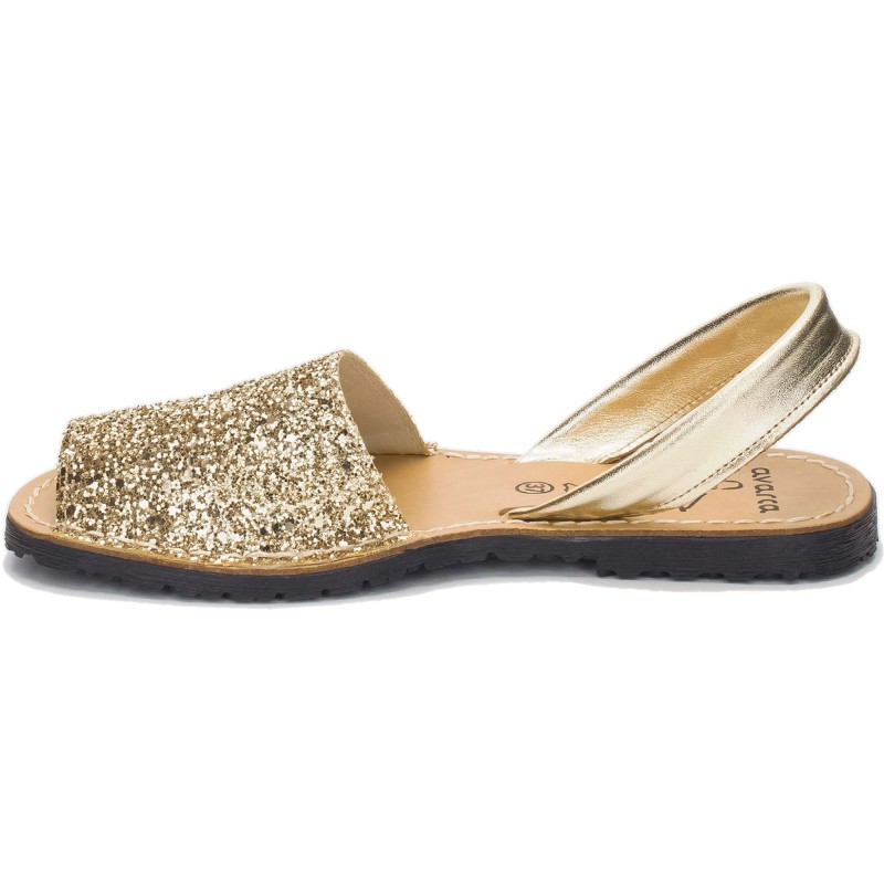 275s - Menorquina Plana Mujer Glitter Oro