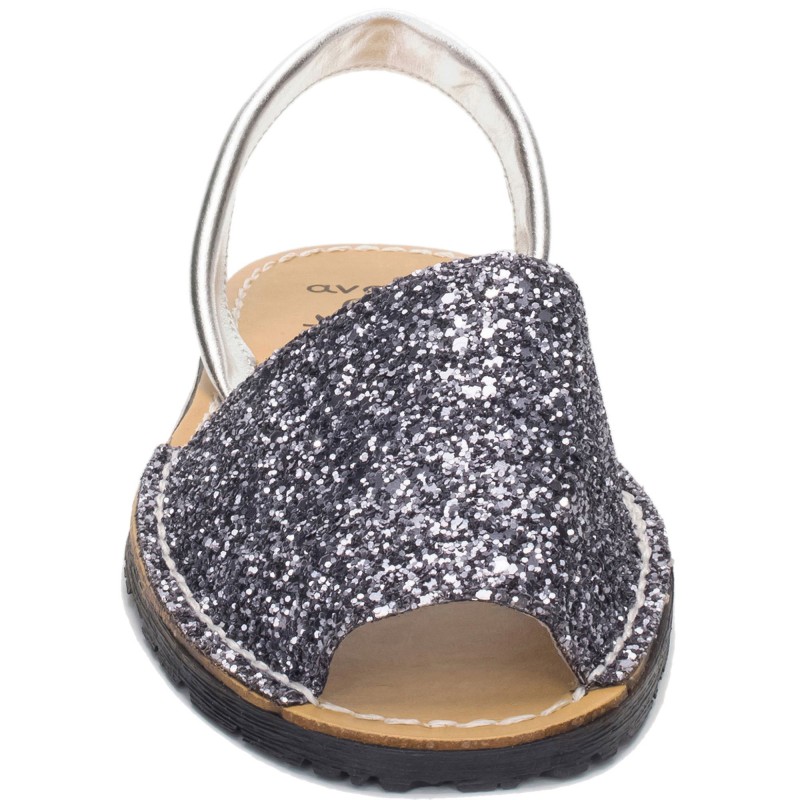 275s - Menorquina Plana Mujer Glitter Plata
