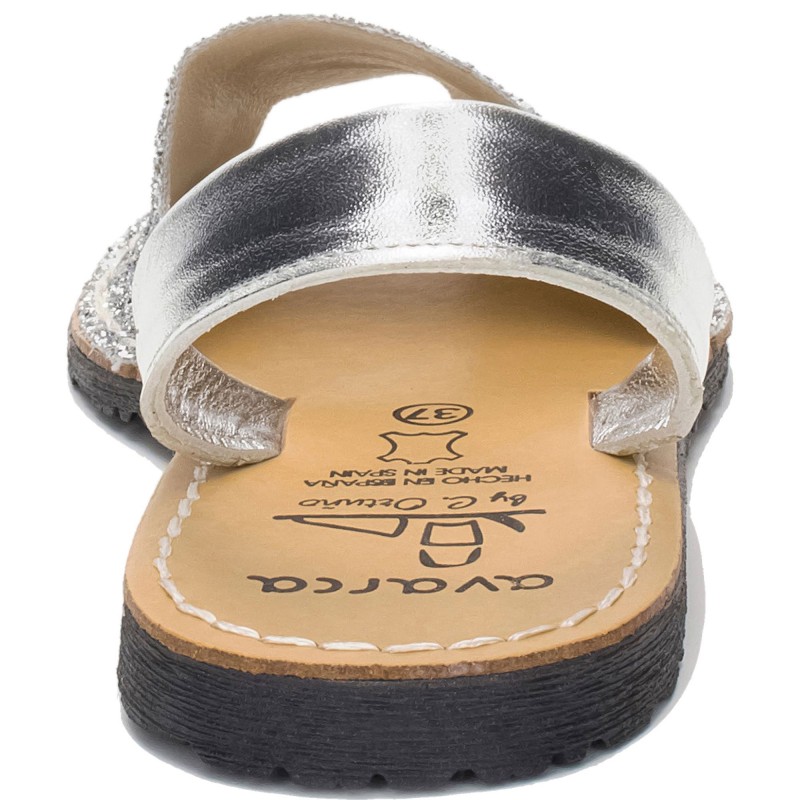 275s - Menorquina Plana Mujer Glitter Plata