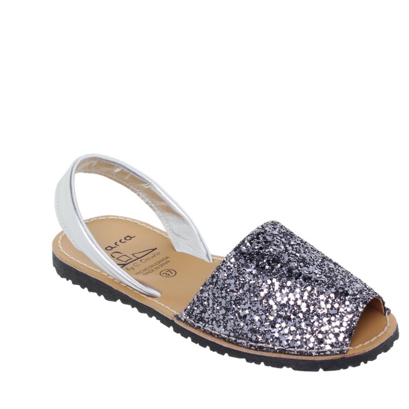 275s - Menorquina Plana Mujer Glitter Plomo
