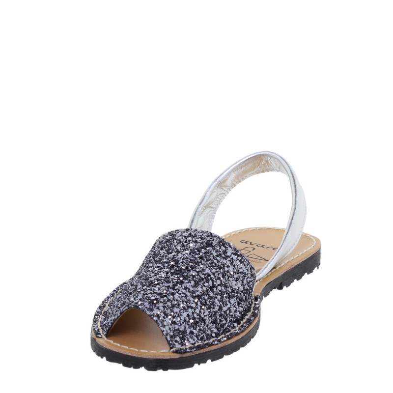 275s - Menorquina Plana Mujer Glitter Plomo