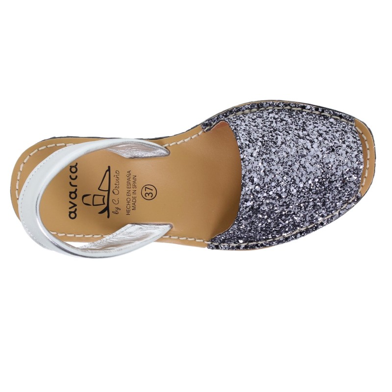 275s - Menorquina Plana Mujer Glitter Plomo