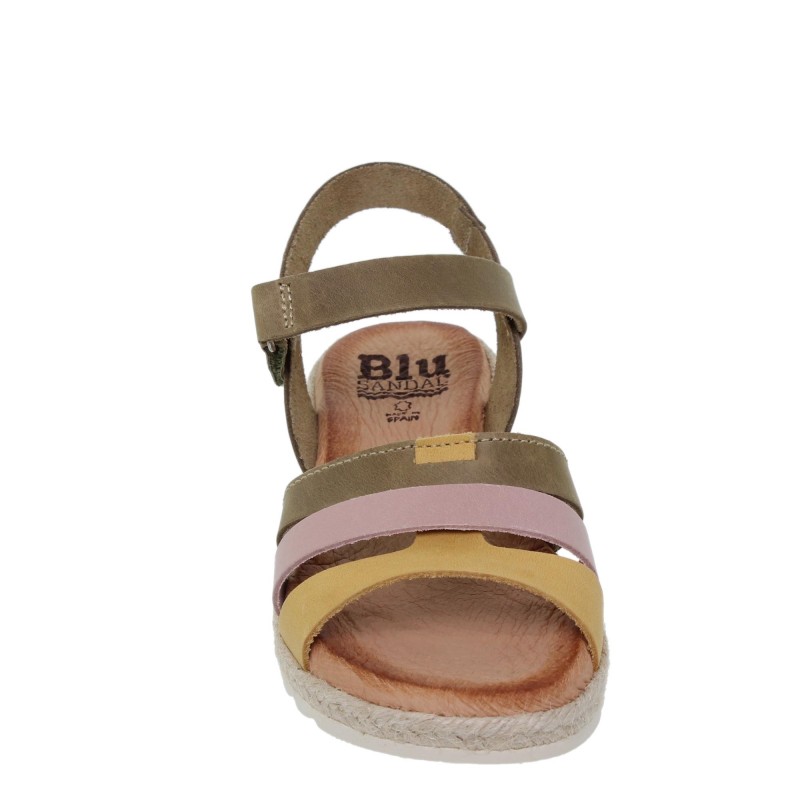 2898BLU - Sandalia Cuña Mujer Pasteles