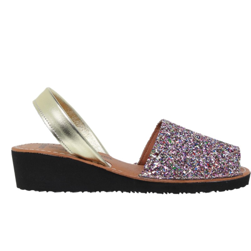 3275 - Menorquina Cuña Mujer Glitter Multicolor