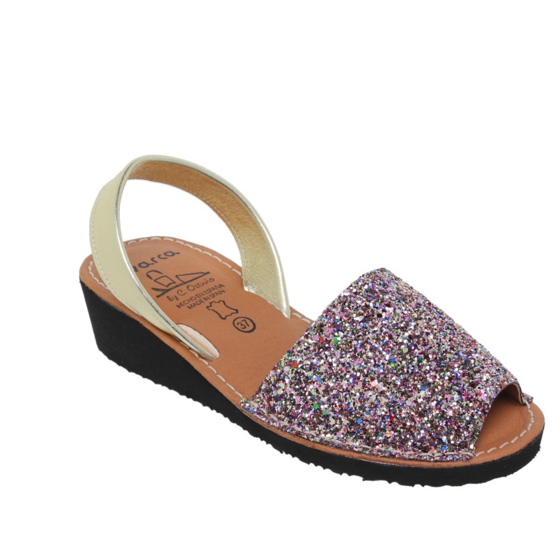 3275 - Menorquina Cuña Mujer Glitter Multicolor